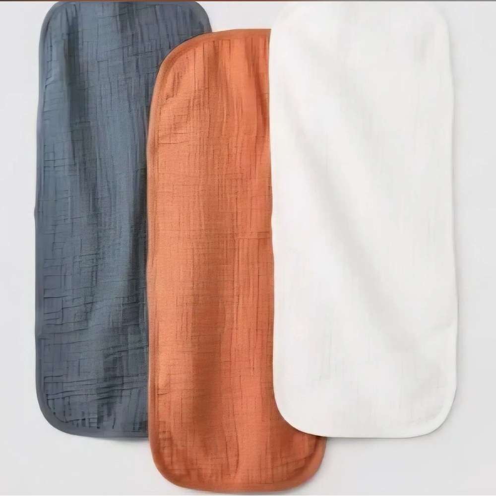 Cloud Island Burp Cloths, Set of Three,  Slate Blue, Orange, and White